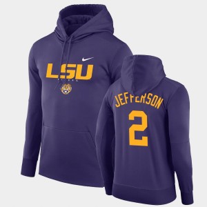 #2 Justin Jefferson LSU Tigers Purple Men's Hoodie Pullover Facility Performance 274332-832