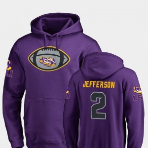 #2 Justin Jefferson Geaux Tigers Purple Men Hoodie Football Game Ball 147489-314