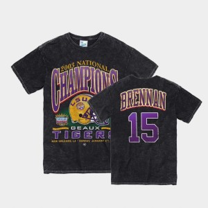 #15 Myles Brennan Fighting Tigers Black Mens T-Shirt 2003 National Championship Vintage Tubular 765330-771