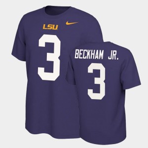 #3 Odell Beckham Jr. Fighting Tigers Purple Mens T-Shirt Name & Number Retro Name and Number 237897-761