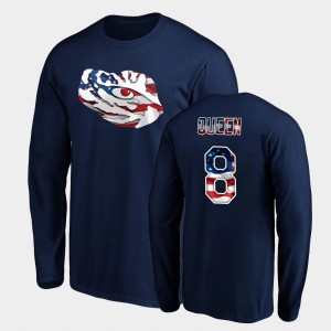 #8 Patrick Queen Geaux Tigers Navy Men's T-Shirt Long Sleeve Banner Wave 365103-580
