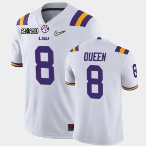 #8 Patrick Queen Geaux Tigers White Mens Jersey 2020 Football Game 929155-526