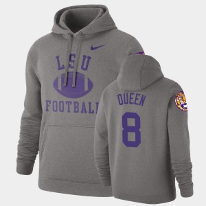 #8 Patrick Queen Fighting Tigers Heathered Gray Men Hoodie Pullover Retro Football 228348-982