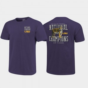 Fighting Tigers Purple Men's T-Shirt Mascot Drawing Comfort Color 2019 National Champions 301290-466