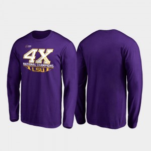 Tigers Purple Men's T-Shirt Reverse Long Sleeve 4-Time Football National Champions 957148-593