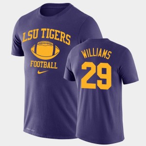 #29 Greedy Williams Geaux Tigers Purple Men's T-Shirt Legend Performance Retro Football 497484-954