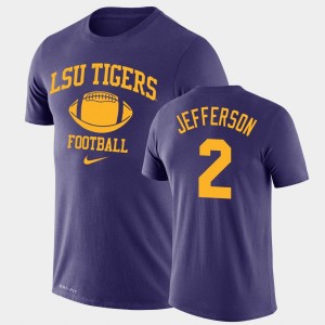 #2 Justin Jefferson LSU Tigers Purple Mens T-Shirt Legend Performance Retro Football 266662-339