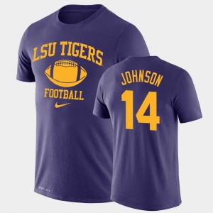 #14 Max Johnson Tiger Nation Purple Mens T-Shirt Legend Performance Retro Football 642602-386