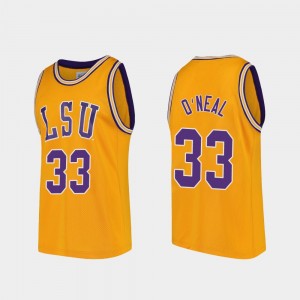 #33 Shaquille O'Neal LSU Gold Mens Jersey College Basketball Replica 693042-289