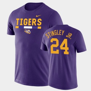 #24 Derek Stingley Jr. Tigers Purple Men T-Shirt Legend Performance Team DNA 997585-985