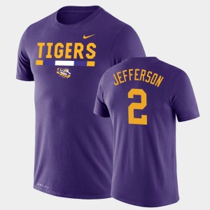 #2 Justin Jefferson LSU Purple Mens T-Shirt Legend Performance Team DNA 120065-425