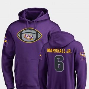 #6 Terrace Marshall Jr. LSU Tigers Purple Mens Hoodie Football Game Ball 811355-923