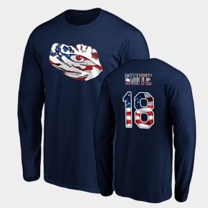 #18 Tre'Davious White Geaux Tigers Navy Mens T-Shirt Long Sleeve Banner Wave 741989-481