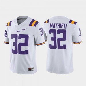 #32 Tyrann Mathieu Geaux Tigers White Mens Jersey Alumni Player Game 887233-220