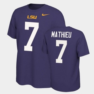 #7 Tyrann Mathieu LSU Purple Mens T-Shirt Name & Number Retro Name and Number 643312-221