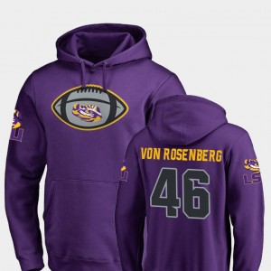 #46 Zach Von Rosenberg Fighting Tigers Purple Men's Hoodie Football Game Ball 593080-801