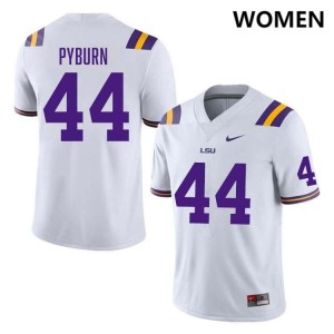 #44 Jack Pyburn LSU Tigers White Women's Jersey 2024 College Football 339144-899