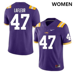 #47 JD LaFleur Tiger Nation Purple Women's Jersey Official College Football 140817-686
