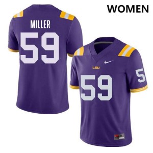 #59 Tyler Miller LSU Tigers Purple Womens Jersey 2024-25 College Football 985291-603