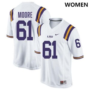 #61 Braelin Moore LSU White Women Jersey Player College Football 166045-392
