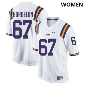 #67 Bo Bordelon Tigers White Womens Jersey High School College Football 621038-835