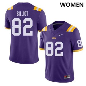 #82 Kylan Billiot LSU Purple Women Jersey Replica College Football 435263-327