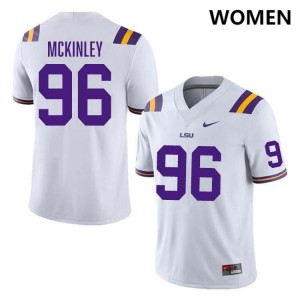 #96 Dominick McKinley Geaux Tigers White Women Jersey 2024 College Football 461191-452