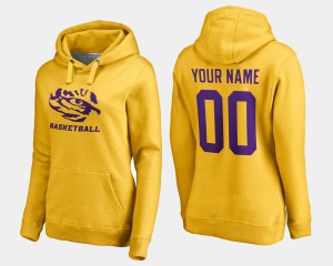#00 Custom Fighting Tigers Gold Womens Hoodie Basketball Name and Number 702693-778