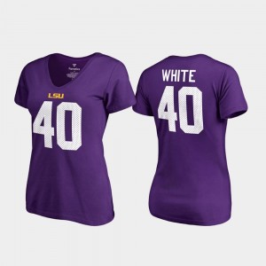 #40 Devin White Tigers Purple Women T-Shirt V-Neck Name & Number College Legends 270364-205