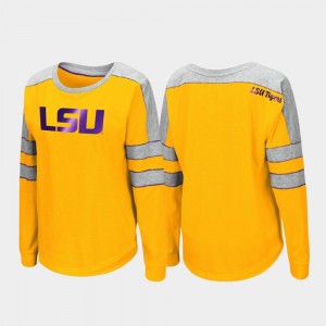 LSU Tigers Gold Womens T-Shirt Long Sleeve Trey Dolman 728067-485