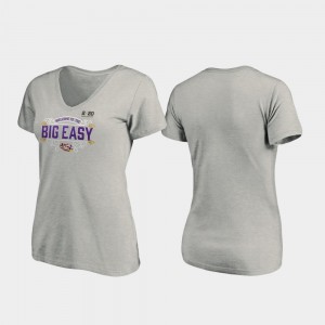 Tigers Heather Gray Womens T-Shirt Post V-Neck 2020 National Championship Bound 223557-143