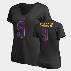 #9 Joe Burrow Tiger Nation Black Women's T-Shirt Name & Number V-Neck College Legends 452779-881