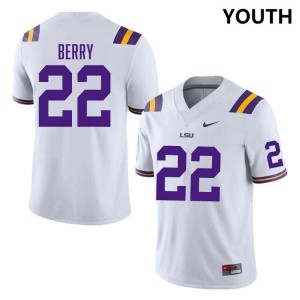 #22 Harlem Berry Geaux Tigers White Youth Jersey Stitched College Football 172223-598