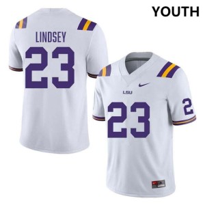 #23 JT Lindsey LSU White Youth Jersey University College Football 389247-518