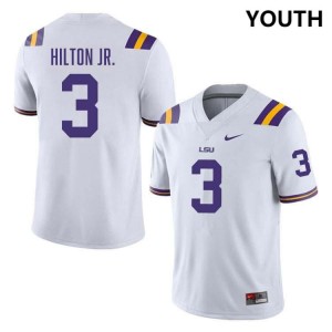 #3 Chris Hilton Jr. LSU White Youth Jersey Limited College Football 349830-140