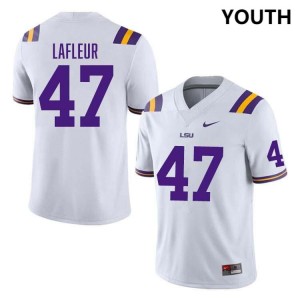 #47 JD LaFleur Geaux Tigers White Youth Jersey Replica College Football 309775-496