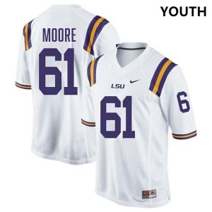 #61 Braelin Moore Geaux Tigers White Youth Jersey 2024-25 College Football 699539-173