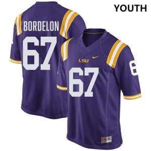 #67 Bo Bordelon LSU Tigers Purple Youth Jersey Game College Football 701571-377