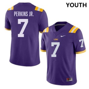 #7 Harold Perkins Jr. Tiger Nation Purple Youth Jersey Replica College Football 437700-106