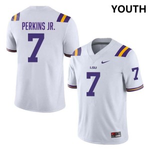 #7 Harold Perkins Jr. LSU White Youth Jersey Official College Football 511114-185