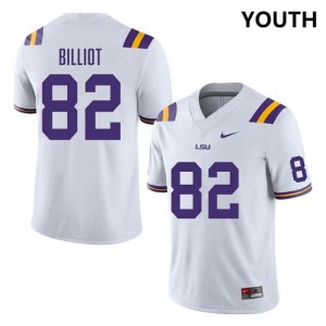 #82 Kylan Billiot Tigers White Youth Jersey NCAA College Football 797187-738