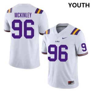#96 Dominick McKinley Geaux Tigers White Youth Jersey University College Football 718999-840