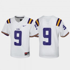 #9 Louisiana State Tigers White Youth Jersey Football Untouchable 509087-717