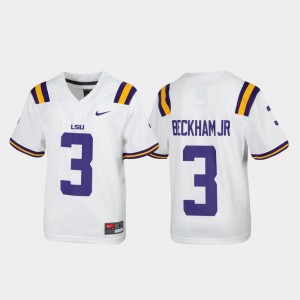 #3 Odell Beckham Jr. LSU Tigers White Youth Jersey Alumni Football Replica 783115-890